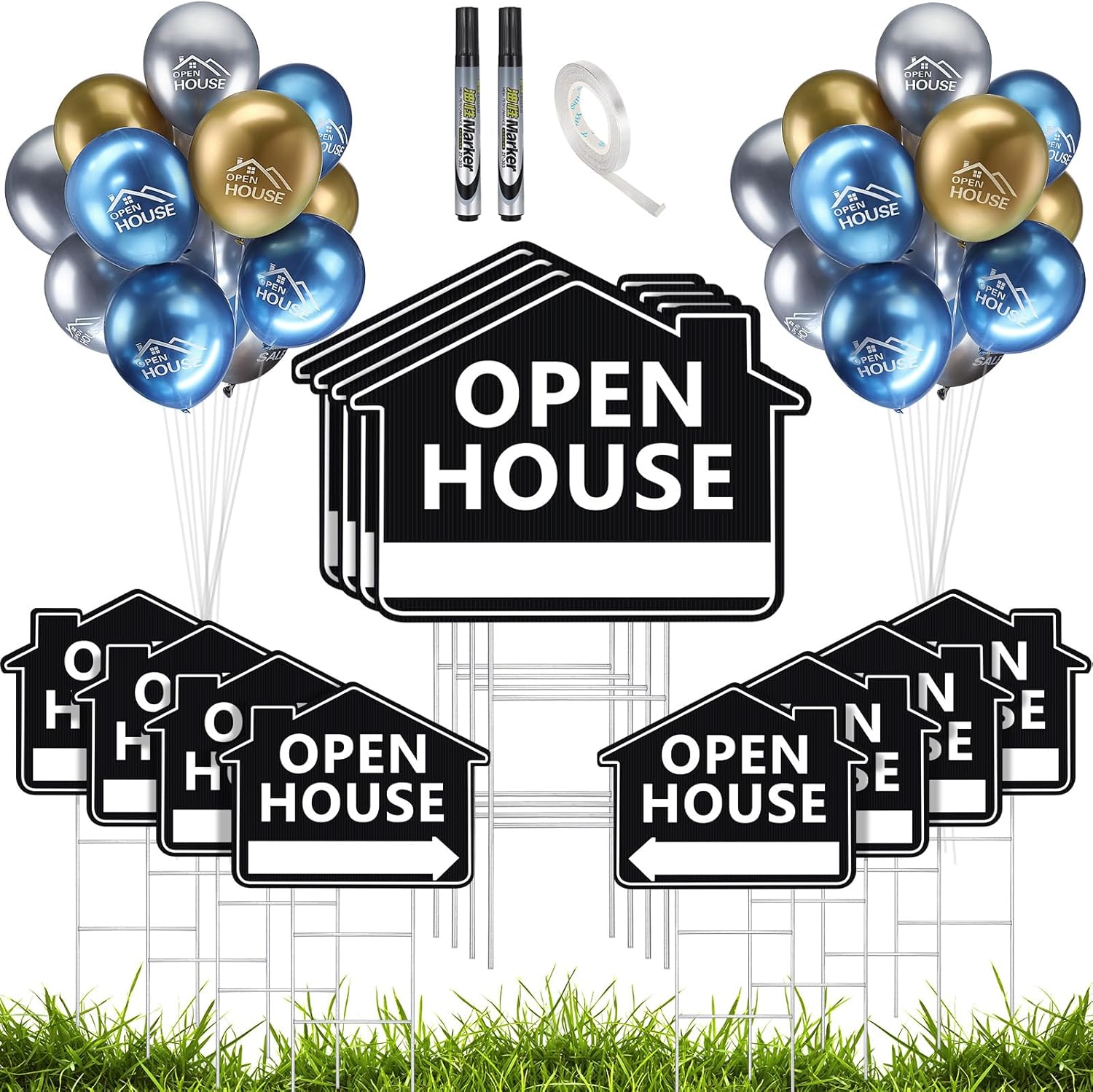 12 Pack Open House Signs with Stakes for Estate Sale Success