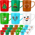 Suclain 24 Pc Plastic Mug Set - 15 oz Holiday Santa & Snowman Mugs