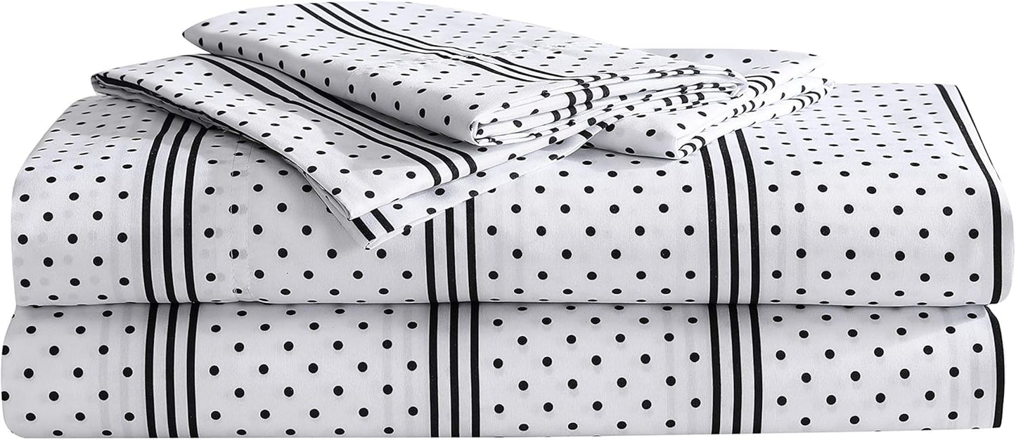 Betsey Johnson Dots and Stripes Microfiber Grey King Sheet Set