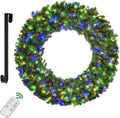 48in Large Christmas Outdoor Wreath with Colorful LEDs and Timer