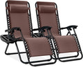 Adjustable Steel Mesh Zero Gravity Lounge Chairs Set of 2 - Brown