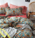 VM VOUGEMARKET Green Flower Duvet Cover Set for Twin Beds