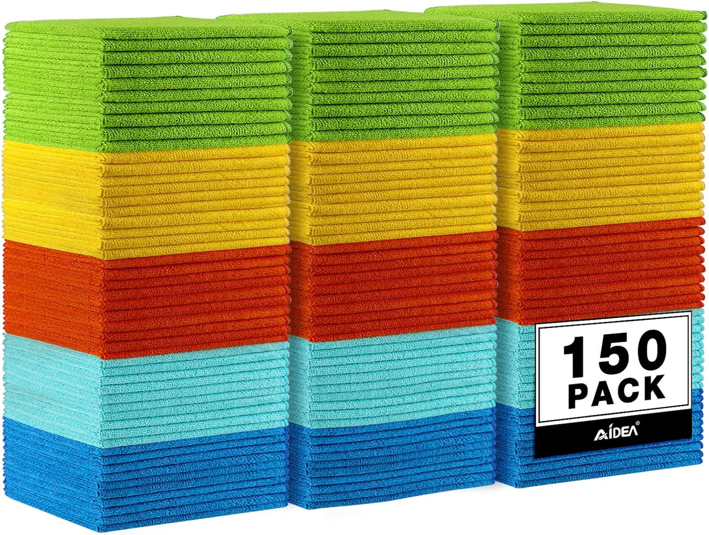 AIDEA Microfiber Cleaning Cloths 150PK for All Purpose Use