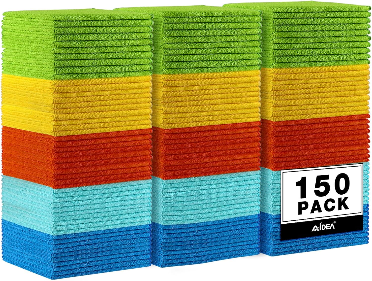 AIDEA Microfiber Cleaning Cloths 150PK for All Purpose Use