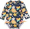 RuffleButts Baby Girls UPF 50+ Tropical One Piece Rash Guard - Sun