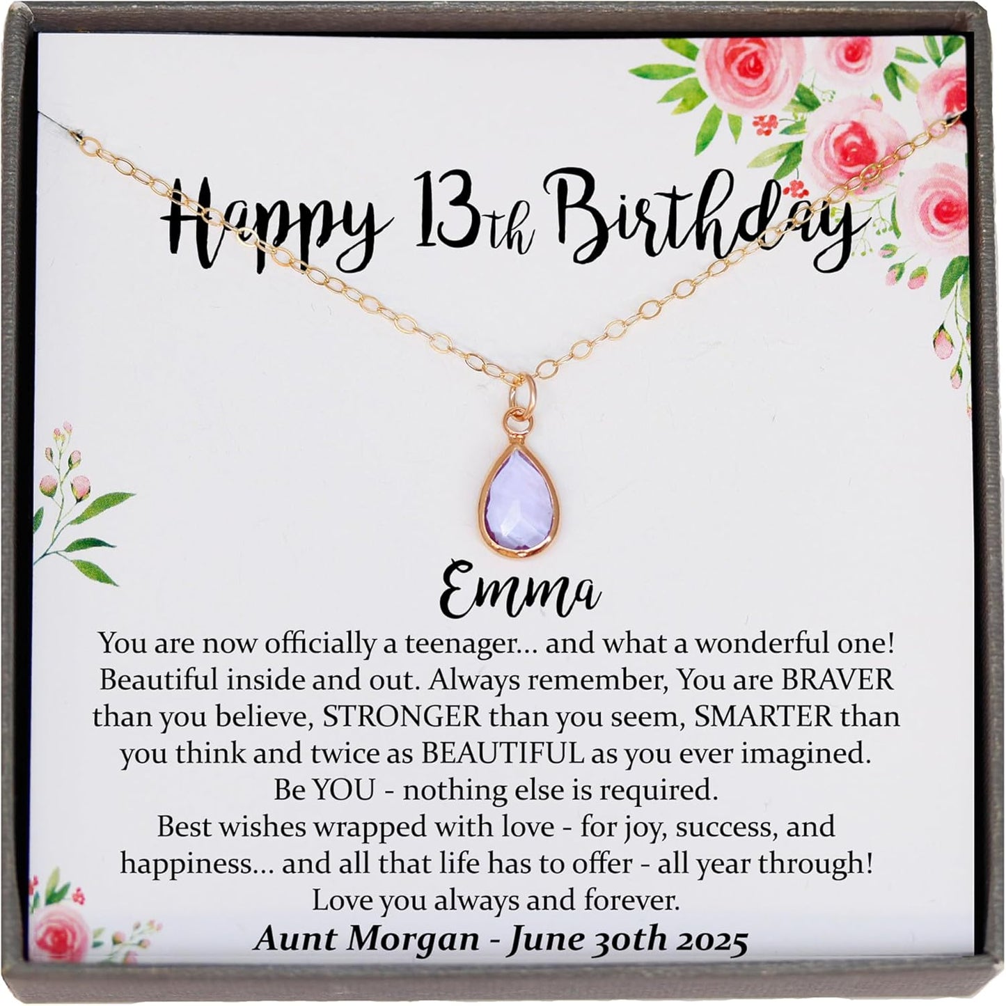 Personalized 13th Birthday Gifts for Girls - Meaningful Necklace