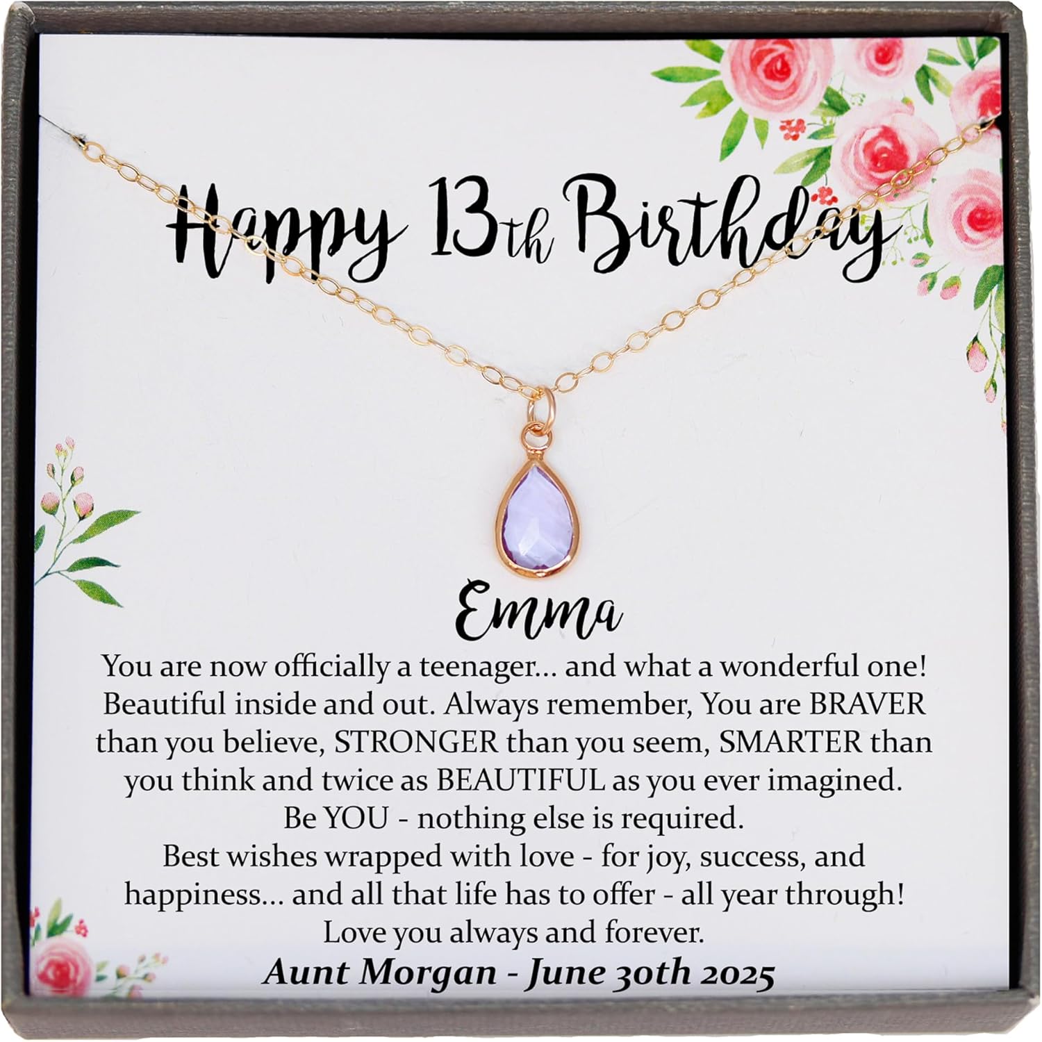 Personalized 13th Birthday Gifts for Girls - Meaningful Necklace