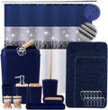 24PCS Bathroom Set with Sequin Shower Curtain and Rugs - Glamorous