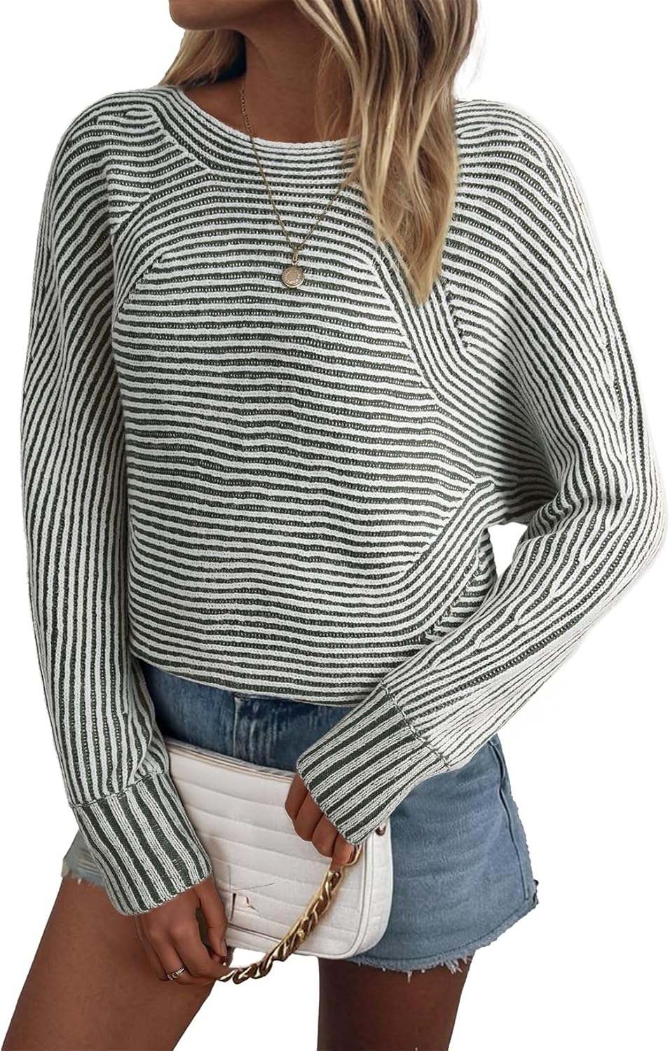 EVALESS Striped Sweaters for Women Oversized Pullover Style