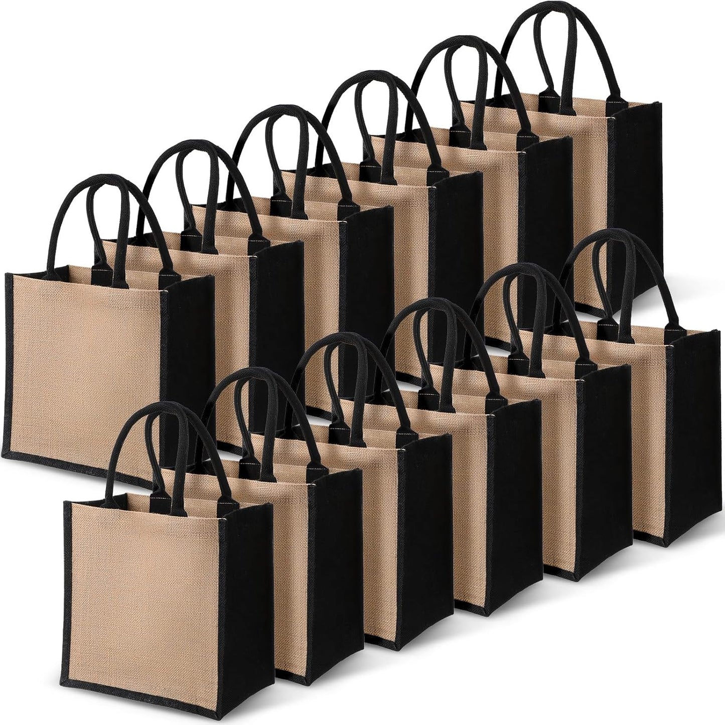 Shappy Burlap Tote Bag Set - Reusable Jute Grocery Bags