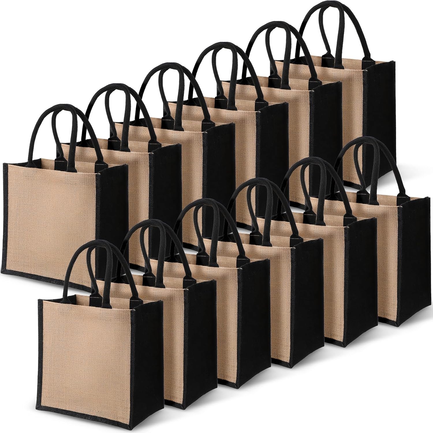 Shappy Burlap Tote Bag Set - Reusable Jute Grocery Bags