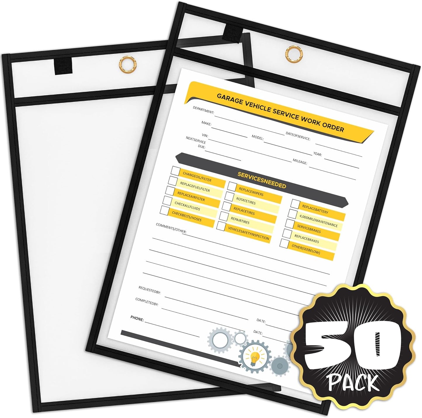 SCRIBBLEDO Job Ticket Holders 9x12 Heavy Duty Clear Sleeves