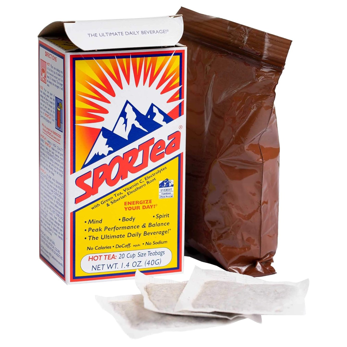 SPORTea Hot Natural Decaf Energy Drink with Yerba Mate and Ginseng