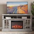 58in Rustic TV Stand with 23in Electric Fireplace - Grey Wash