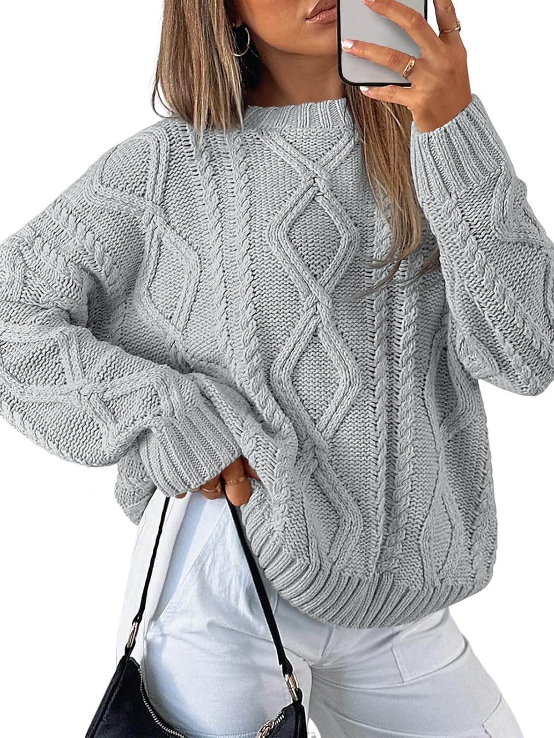 Trendy Queen Women's Oversized Cable Knit Crewneck Sweater Review