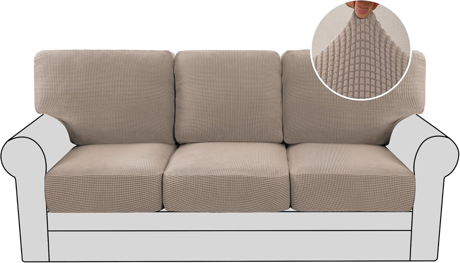 H.VERSAILTEX Multi-Pieces Couch Covers for 3 Cushion Sofa