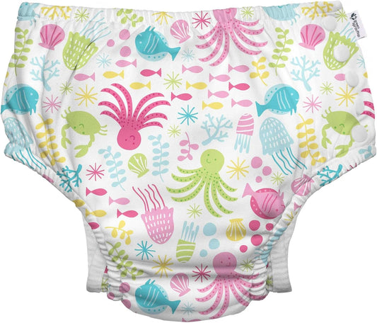 Reusable Swim Diaper 4T UPF 50 Eco Snap - White Sea Pals