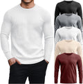 5 Pack Thermal Waffle Shirts for Men - Crew Neck Long Sleeve Pack