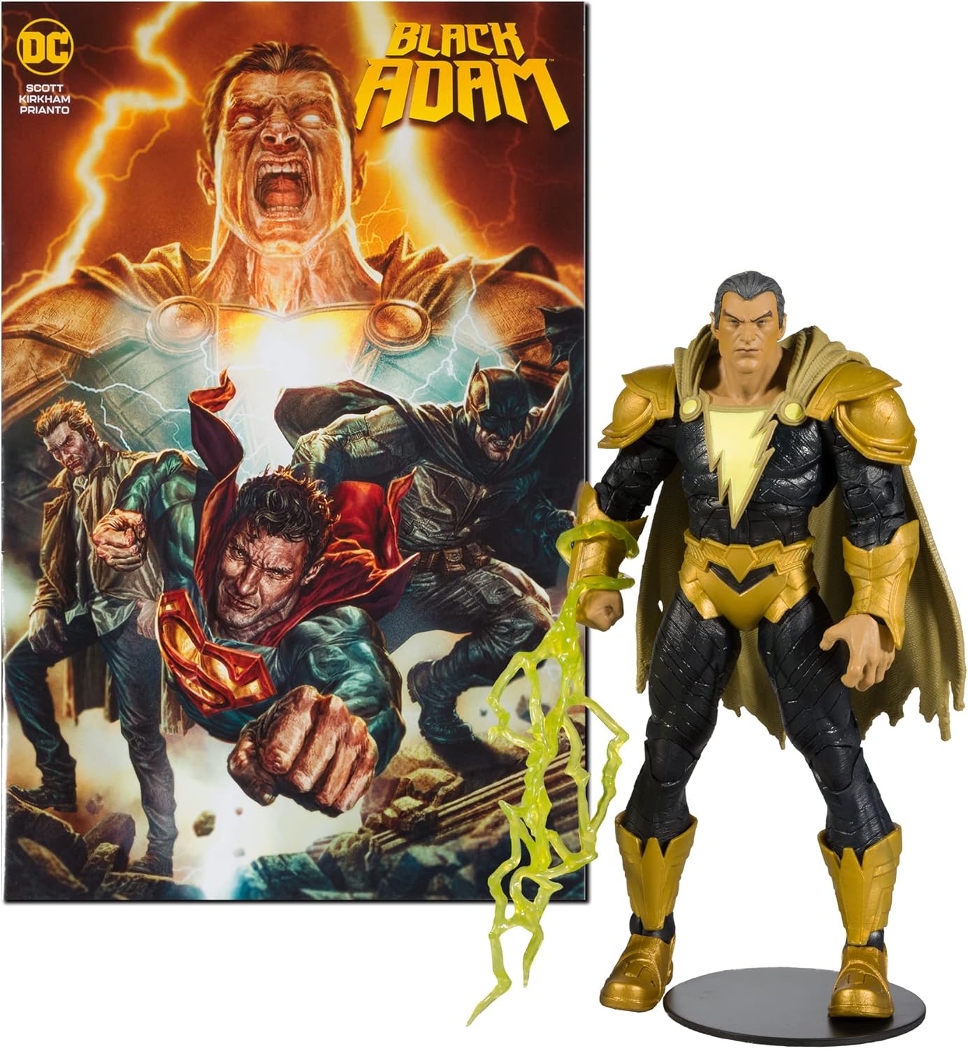 McFarlane Toys Black ADAM Figure with Comic - DC Direct 7IN - Powerful Collectible