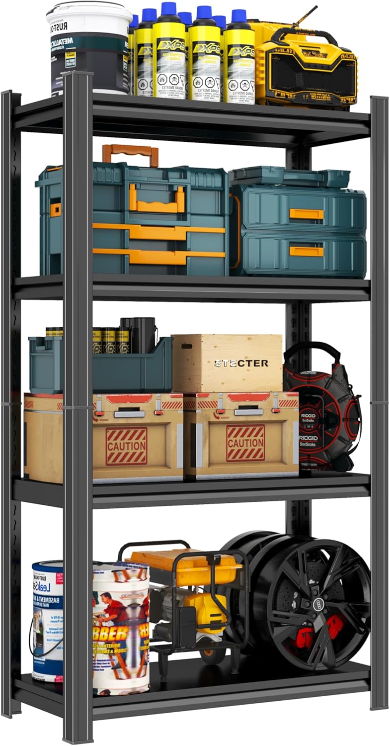 Heavy Duty 4-Tier Adjustable Metal Garage Shelving Unit for Storage