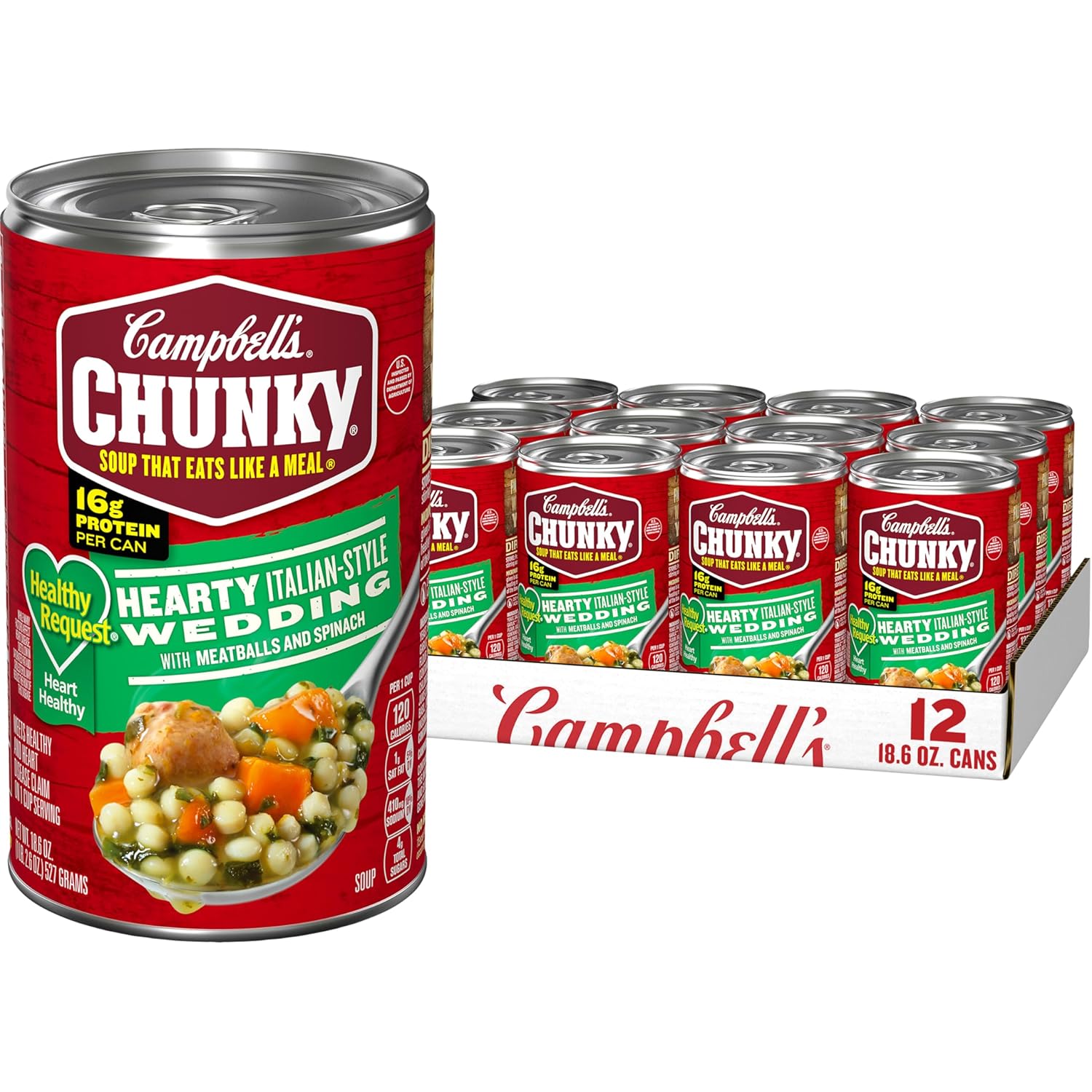 Hearty Italian Wedding Soup with Meatballs and Spinach, 18.8 Oz