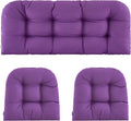Wicker Chair Cushions 3-Piece Waterproof Tufted Patio Set - Purple