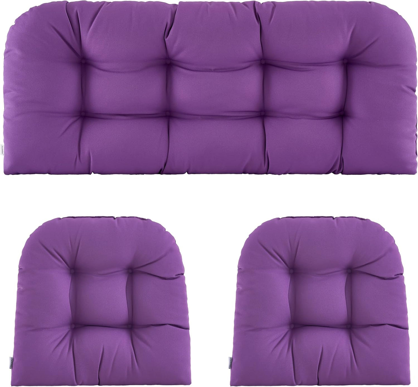 Wicker Chair Cushions Set of 3 Waterproof Tufted Outdoor Comfort