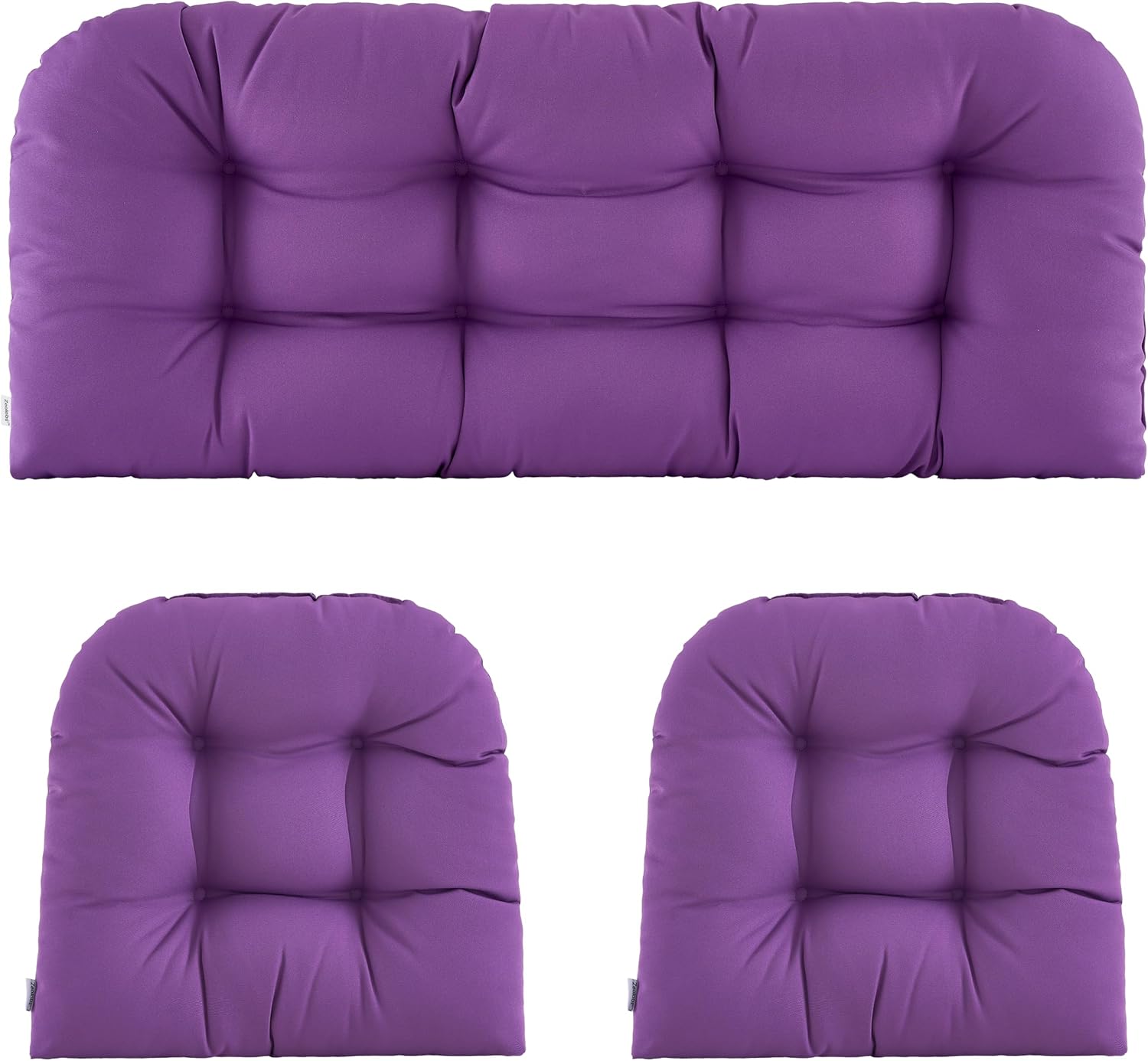 Wicker Chair Cushions Set of 3 Waterproof Tufted Outdoor Comfort