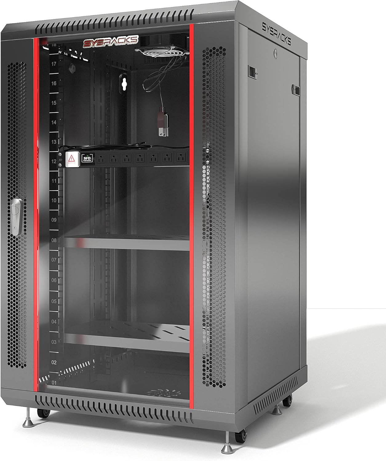 22U Wall Mount Rack Enclosure with Fans and Locking Cabinet