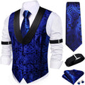 Mens Silk Lapel Shawl Collar Vest Set with Tie & Accessories - 5PC