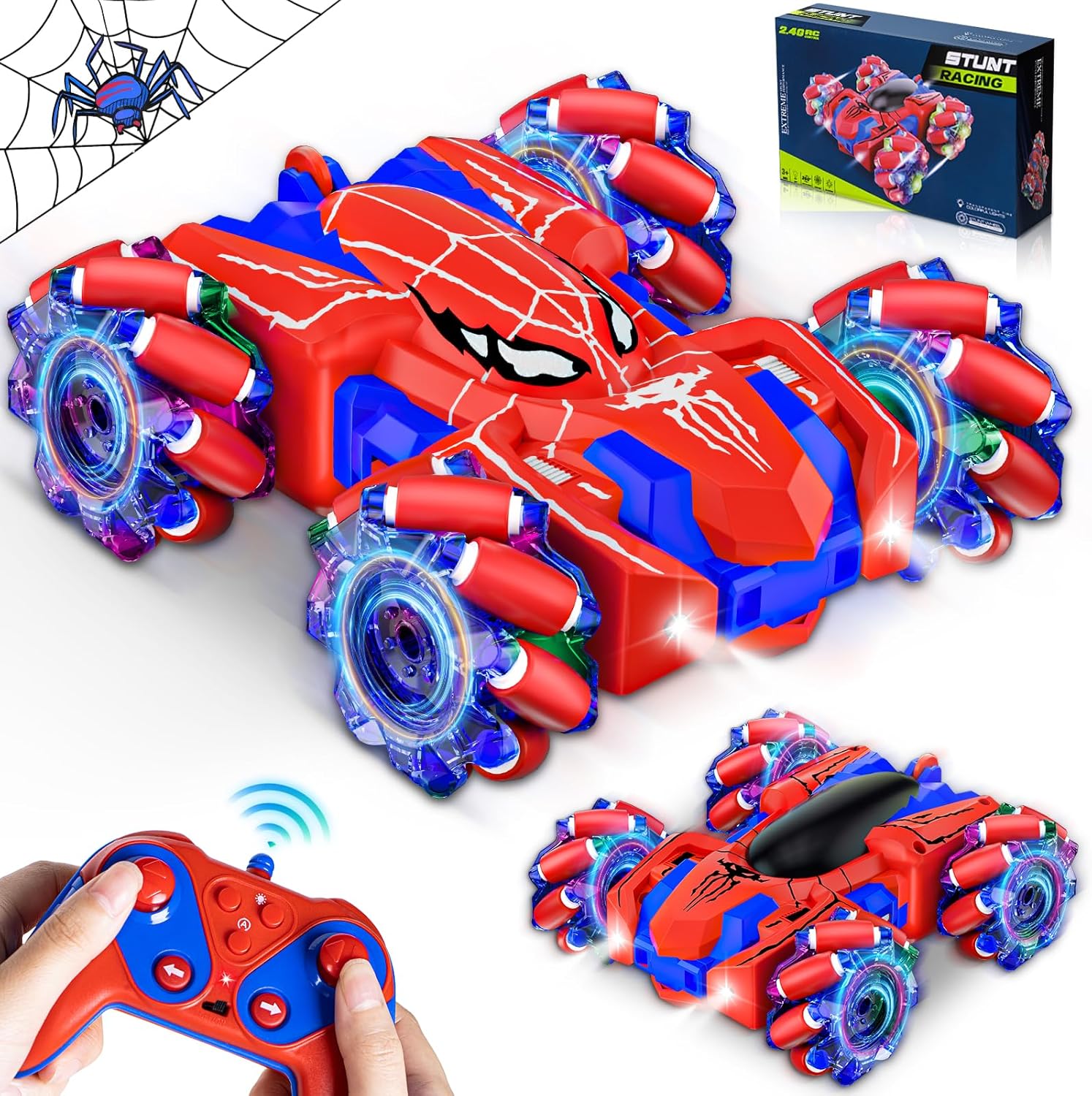 360 Rotating USB RC Car with Lights - Kids' Stunt Toy