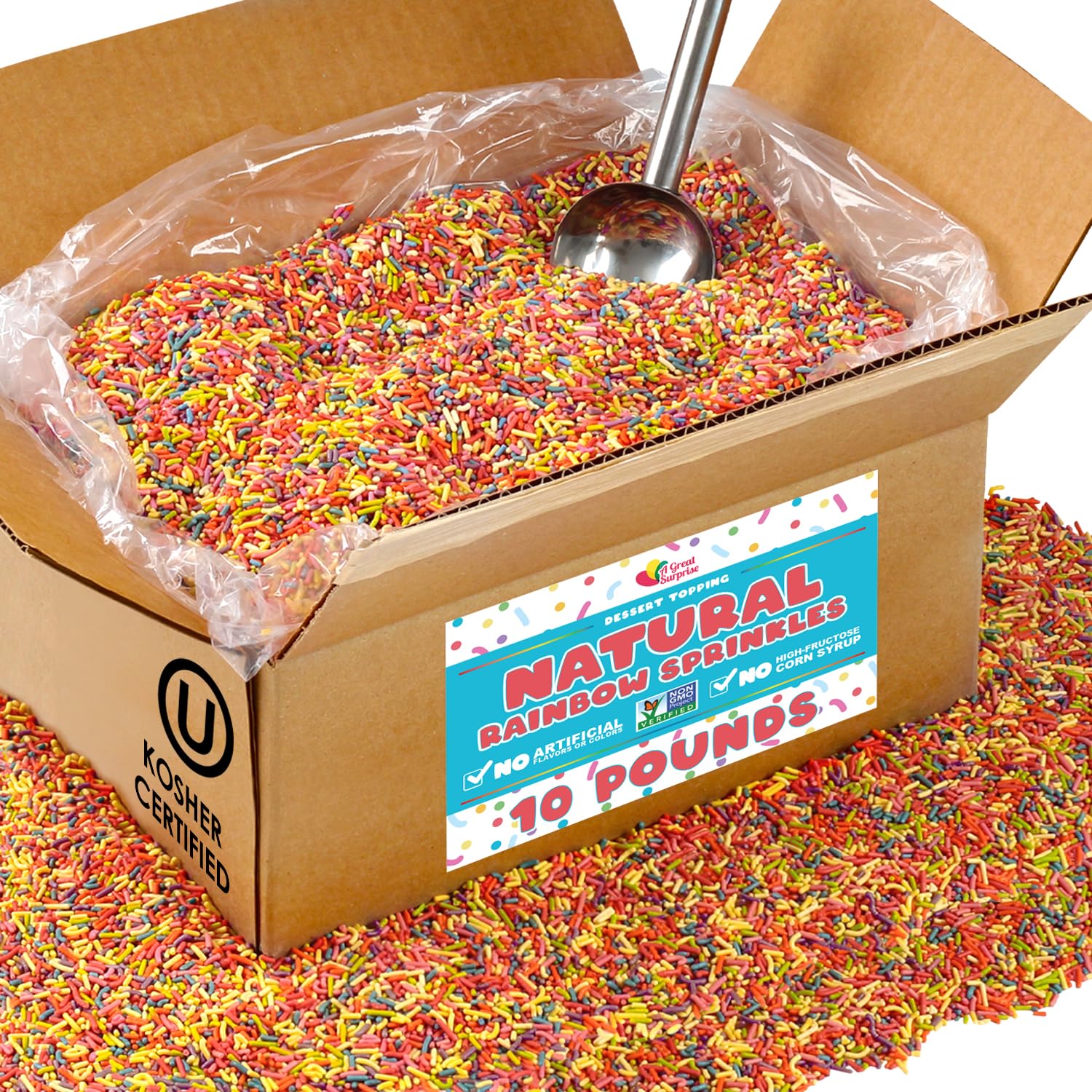 Bulk Natural Rainbow Sprinkles for Cakes, Ice Cream & Cookies