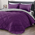 downluxe Queen Comforter Set - Purple and Grey Reversible Comforter