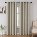 100% Blackout Curtains 96 in 2 Panels Set - Linen Texture Light