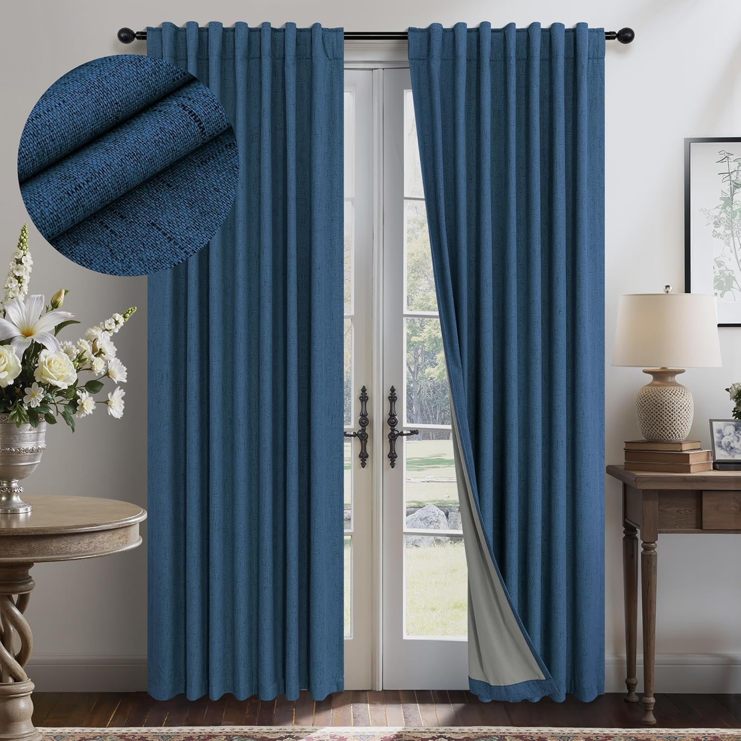 Navy Blue Black Out Curtains for Total Blackout and Insulation