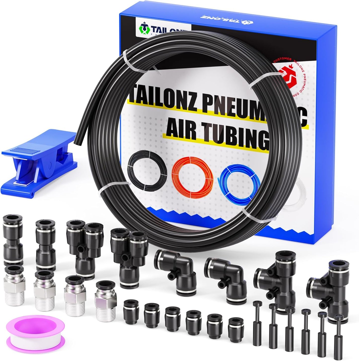 TAILONZ PNEUMATIC 1/2 Inch OD PU Air Tubing Kit for Versatile Use