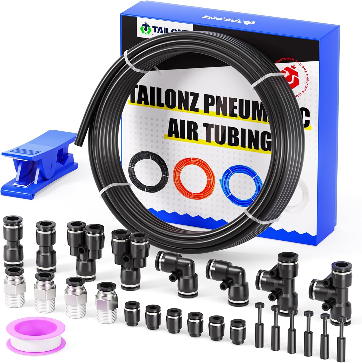 TAILONZ PNEUMATIC 1/2 Inch OD PU Air Tubing Kit for Versatile Use