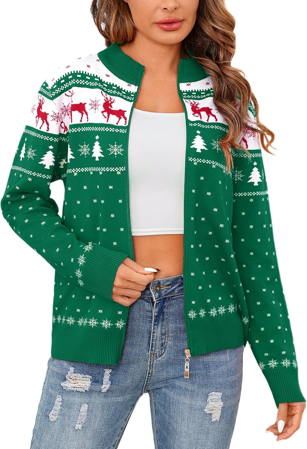 Womens Long Sleeve Knitted Zip Up Sweater Cardigans for All