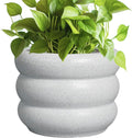 Ceramic Planter 8 in Round Pot with Drainage Hole - Modern White