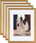 Adlynn Gold Wall Picture Frame Set, 11 in x 14 in matted to 8 in x 10