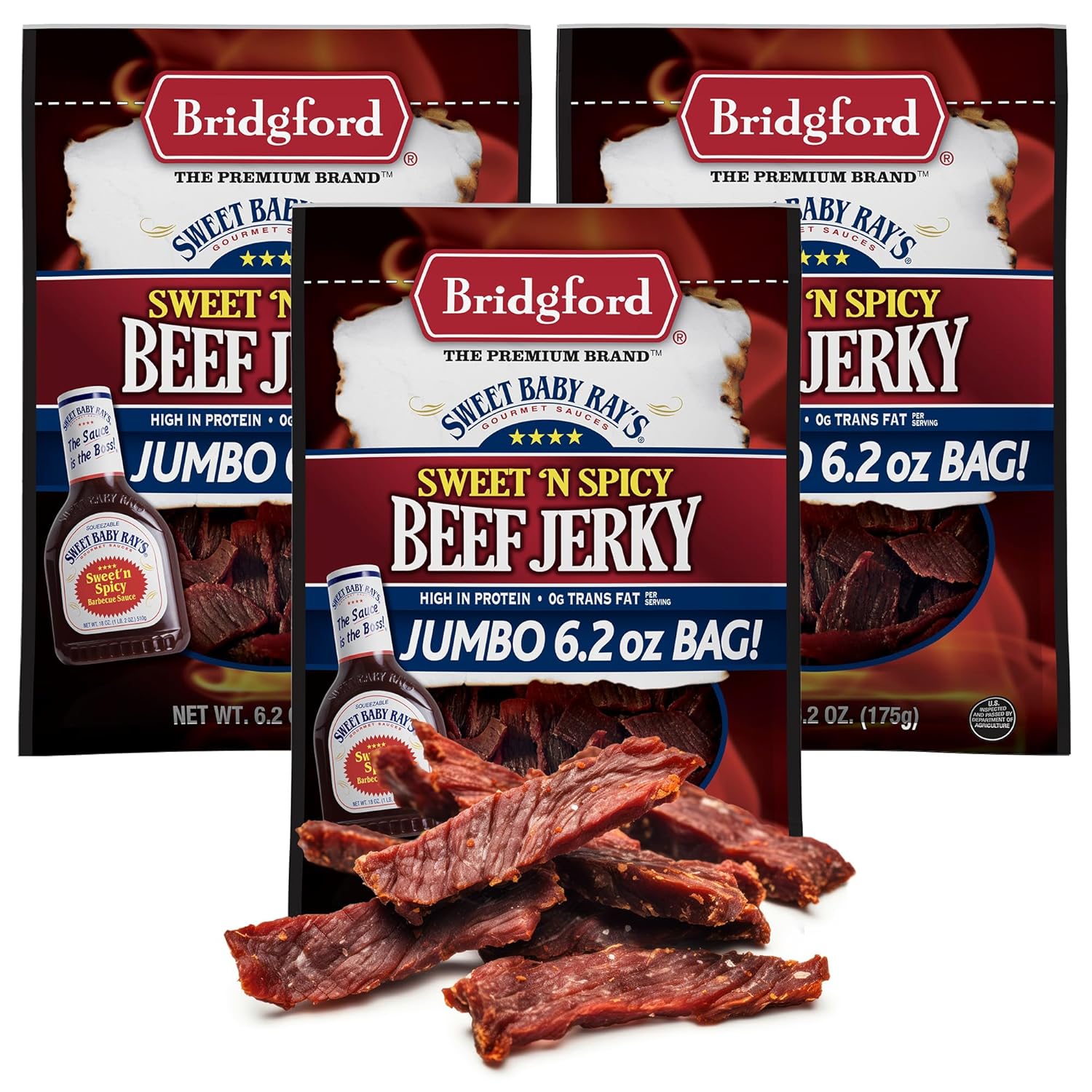 Sweet Baby Rays Beef Jerky Sweet N Spicy - 6.2 oz Pack of 3