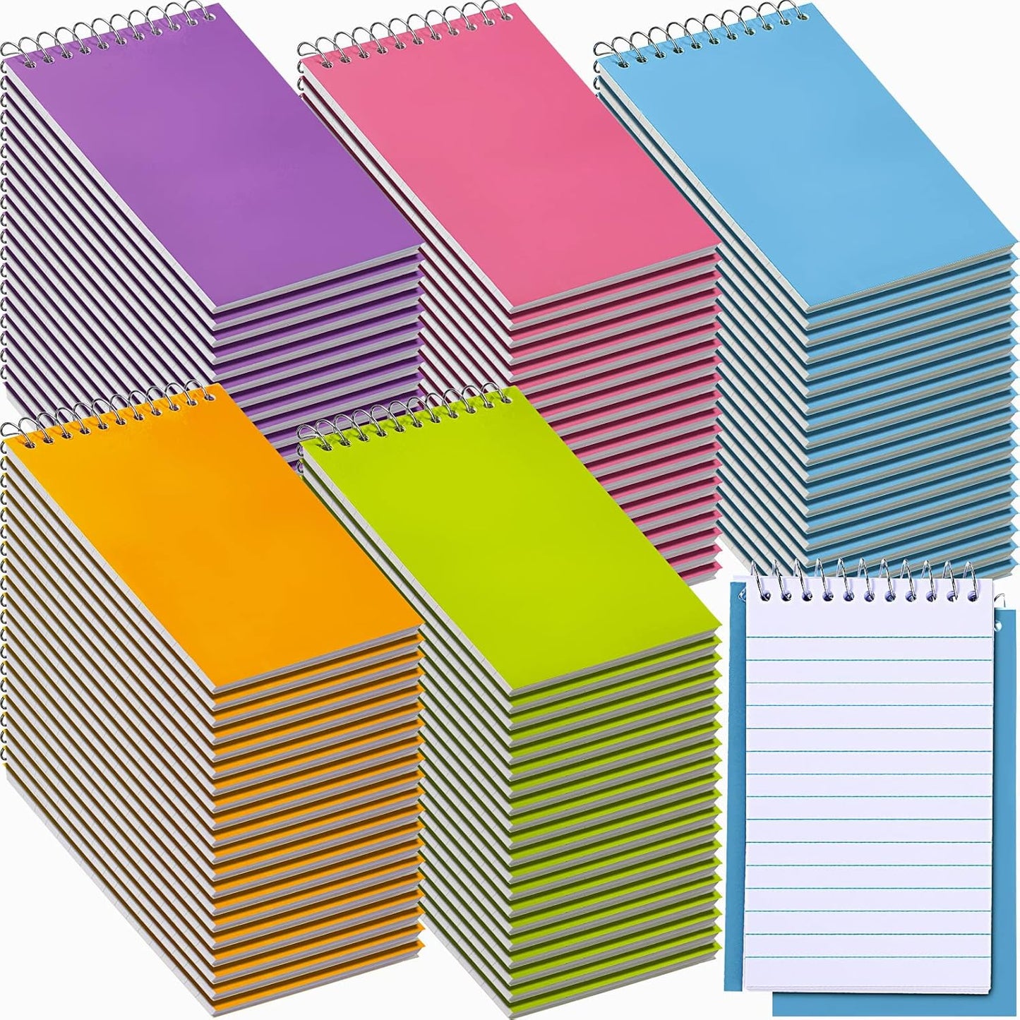 100 Pieces Spiral Memo Pads Bulk by Teling for All Needs