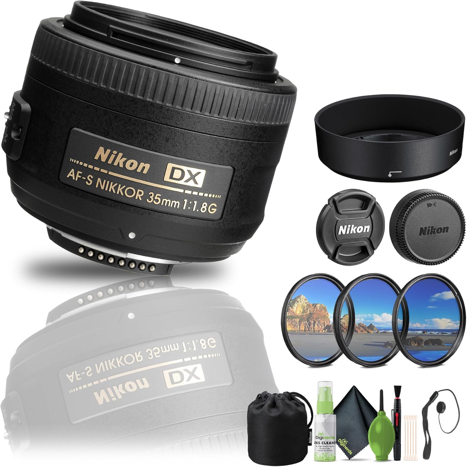 Nikon AF-S DX NIKKOR 35mm f/1.8G Lens with Essential Accessories