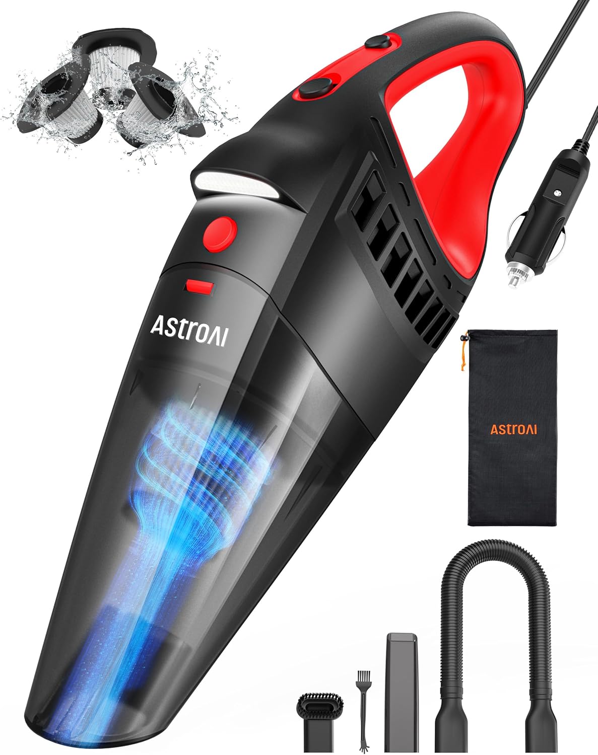 AstroAI Portable Car Vacuum - Quick Clean with LED Light