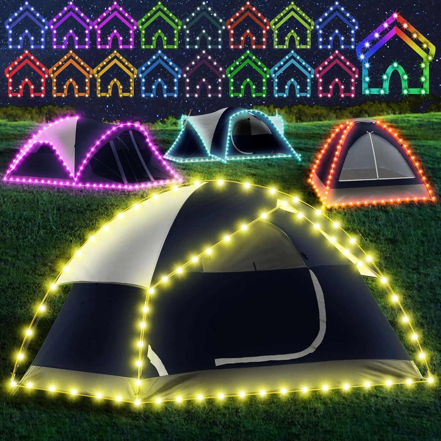 Remote Controlled 40FT Camping Tent Lights: 17 Colors, 7 Modes, Waterproof