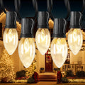 C9 Christmas String Lights Outdoor 100ft Vintage Glass Bulbs - Cozy