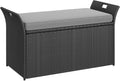 YITAHOME 90 Gallon Outdoor Wicker Storage Bench with Cushion - Large