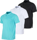 Mens Short Sleeve Dry-Fit Polo 3-Pack with Pocket - Big & Tall Fit