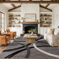 Wavy Circles Design Area Rug, Fade-Resistant Gray 12 ft x 15 ft