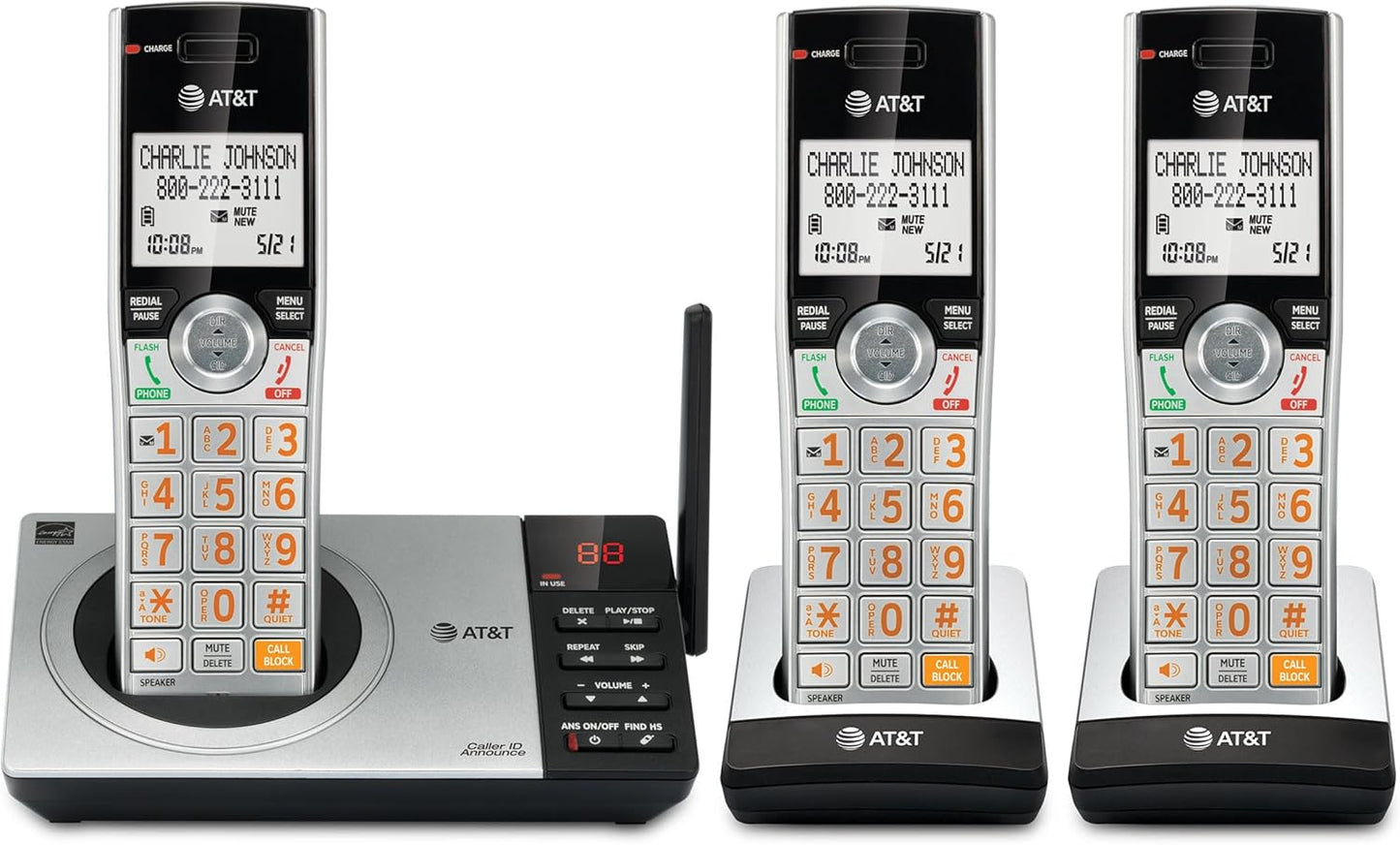 AT&T DECT 6.0 Expandable Cordless Phone with 3 Handsets